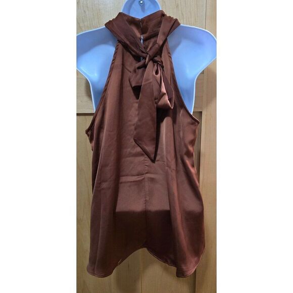 Sleeveless Halter Neck Top With Bow Back Skies Are Blue Size M Brown - Picture 5 of 8